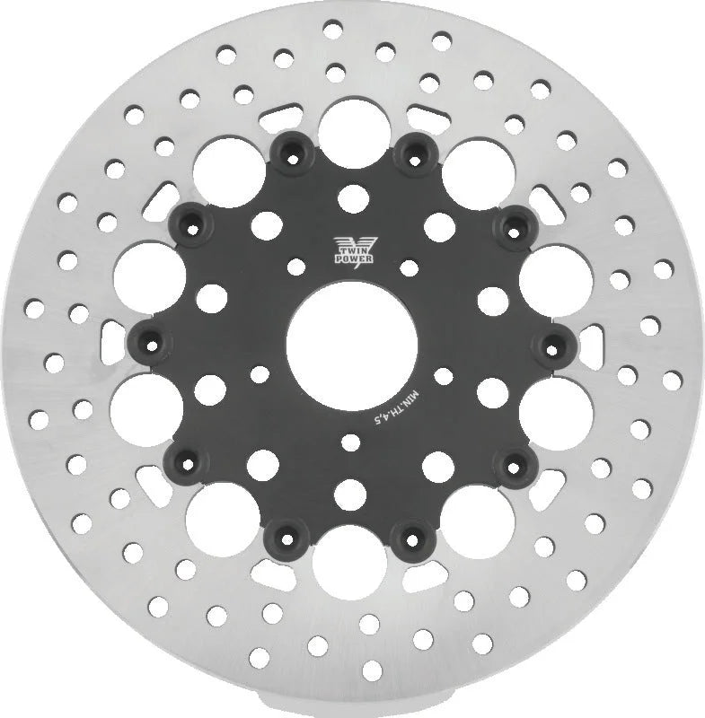 Twin Power 08-13 FLH FLT 08-16 FLHR 06-17 Dyna Front 11.8 Floating Rotor With Holes Black