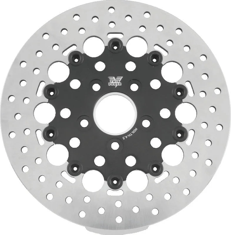 Twin Power 84-17 Big Twin Exc 08-17 FLH FLT Rear 11.5 Floating Rotor Black Hole