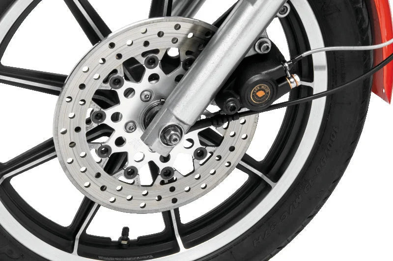 Twin Power 84-17 Big Twin Exc 11.8 and Lug Mount 84-13 XL Front 11.5 Floating Rotor Mesh Silver - Side View