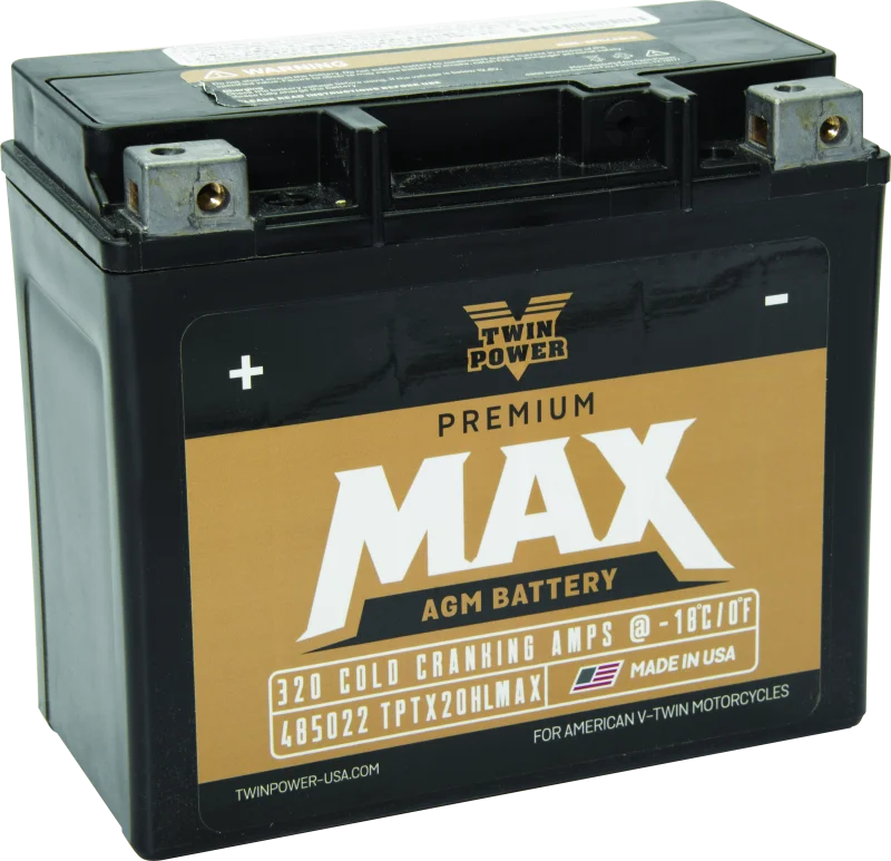 Twin Power GYZ-20HL Premium MAX Battery Replaces H-D 65989-97A Made in USA 320 CCA - Main Product View