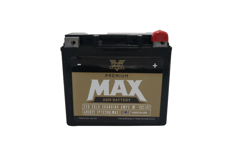 Twin Power GYZ-20HL Premium MAX Battery Replaces H-D 65989-97A Made in USA 320 CCA - Side View