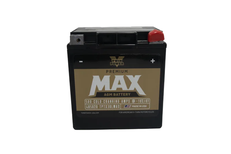 Twin Power GYZ-32HL Premium MAX Battery Replaces H-D 66010-97A Made in USA 500 CCA - Side View