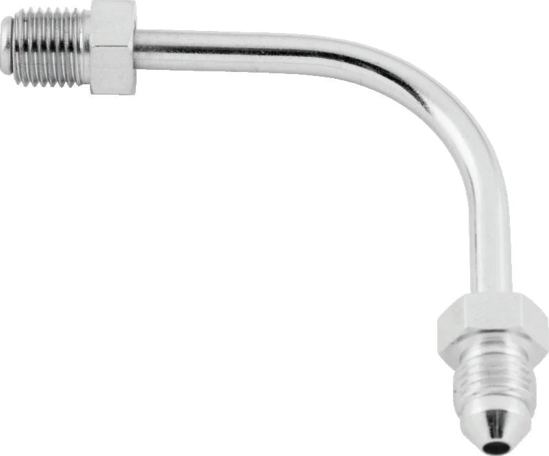 Twin Power Stainless Brake Fitting Male 3/8-24 Inverted Flare to AN-3 Male 90  Adaptor Tube Long