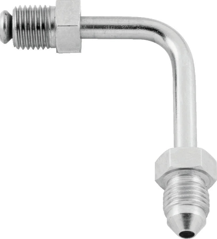 Twin Power Stainless Brake Fitting Male 3/8-24 Inverted Flare to AN-3 Male 90 Adaptor Tube Short