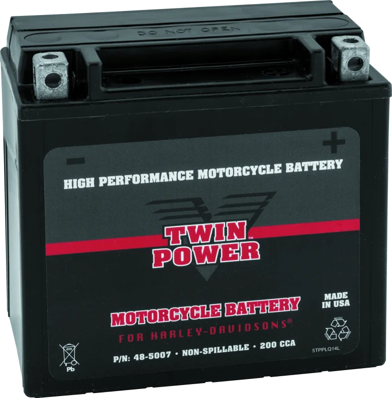 Twin Power YTX-14L High Performance Battery Replaces H-D 65958-04 Made in USA 200 CCA - Main Product View
