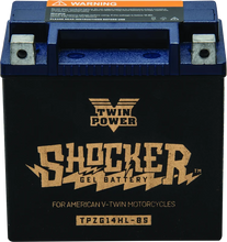 Load image into Gallery viewer, Twin Power YTX-14L Shocker Gel Battery Replaces H-D 65958-04 220 CCA - Main Product View