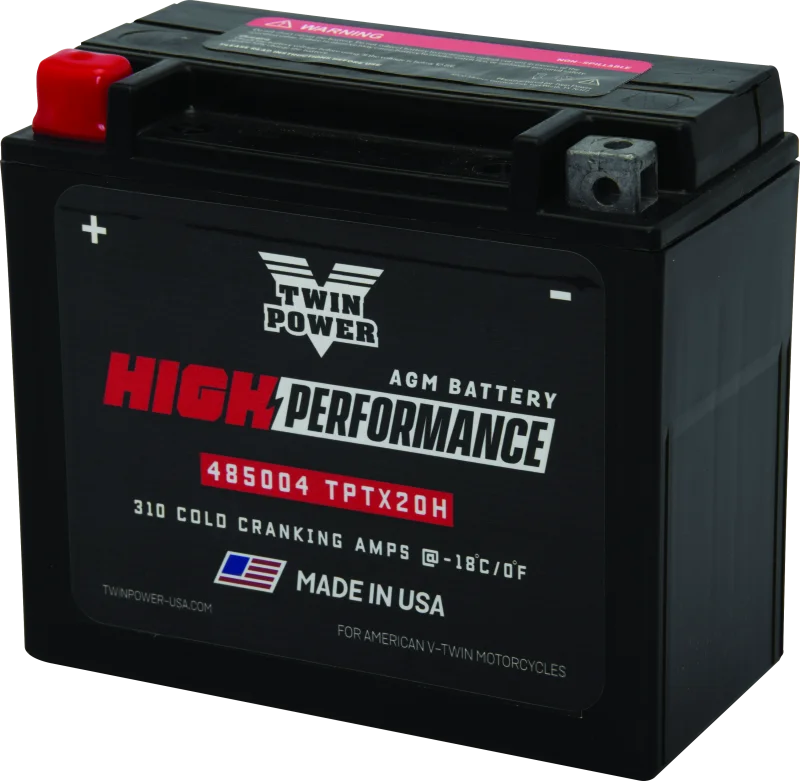 Twin Power YTX-20H High Performance Battery Replaces H-D 65991-82B Made in USA 310 CCA - Main Product View