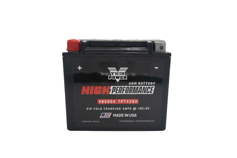 Twin Power YTX-20H High Performance Battery Replaces H-D 65991-82B Made in USA 310 CCA - Side View