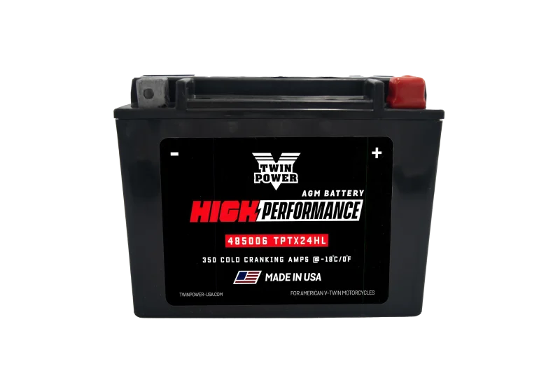 Twin Power YTX-24HL High Performance Battery Replaces H-D 66010-82A Made in USA 350 CCA - Detail View
