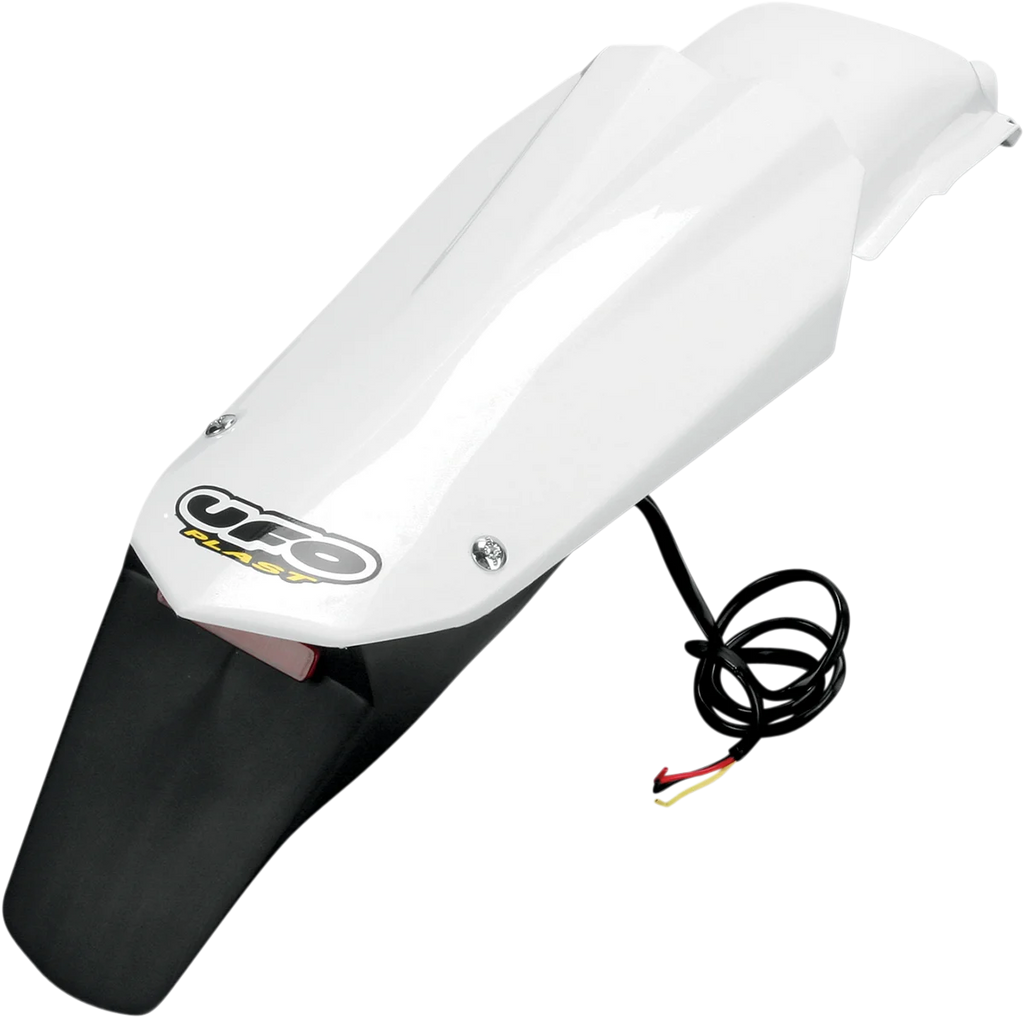 UFO Enduro Rear Fender - W/Light - White - Main Product View