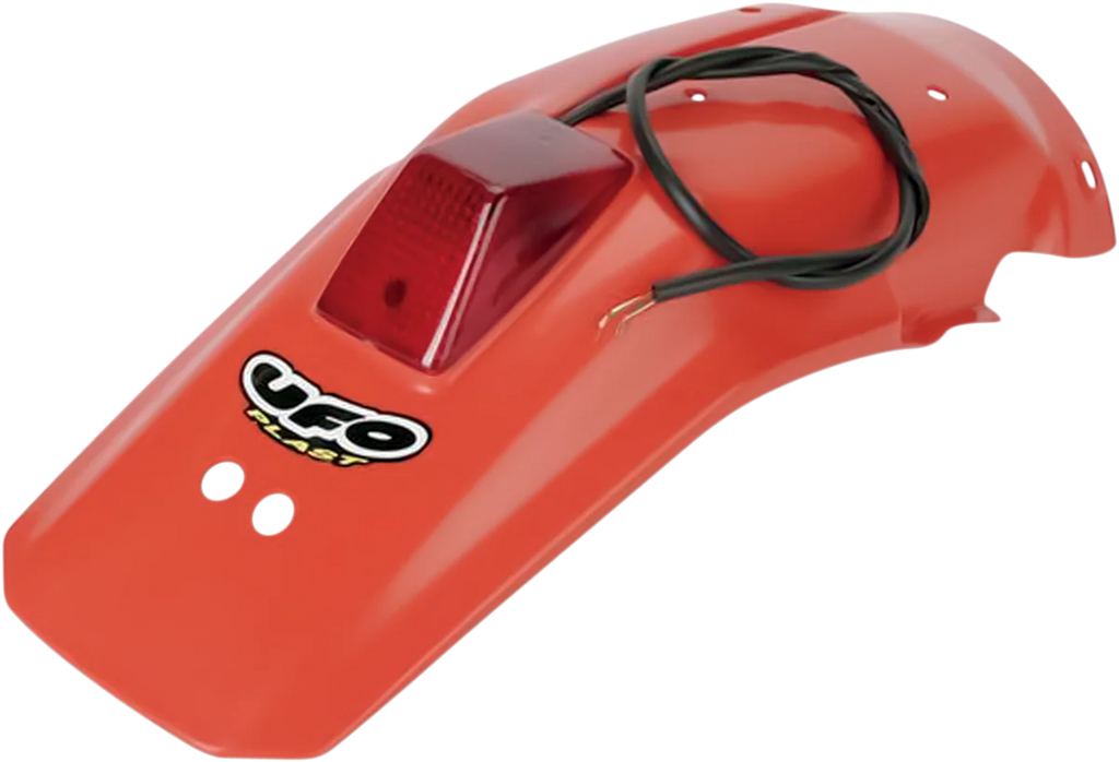 UFO Enduro Rear Fender with 21/5W Light - Orange fits 1990 Honda CR - Main Product View