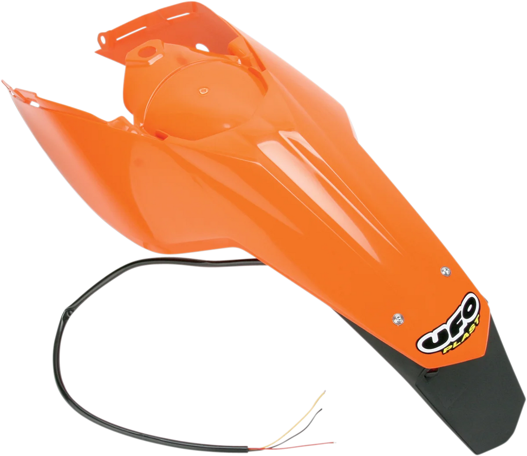 UFO Enduro Rear Fender - with Light - '98 - '20 KTM Orange - Main Product View