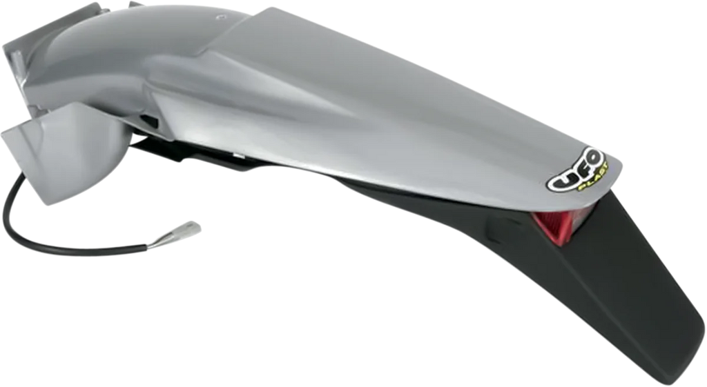 UFO Enduro Rear Fender with Light - Silver/Black - Main Product View