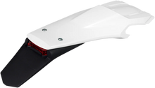 Load image into Gallery viewer, UFO Enduro Rear Fender - with Light - White/Black - Main Product View