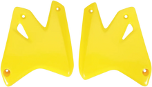 Load image into Gallery viewer, UFO Radiator Covers - Yellow fits RM - Main Product View