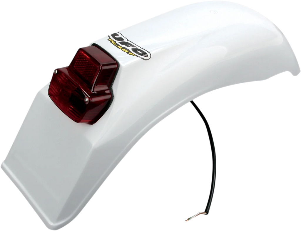 UFO Universal Enduro Rear Fender with Tail/Brake Light - White - Main Product View