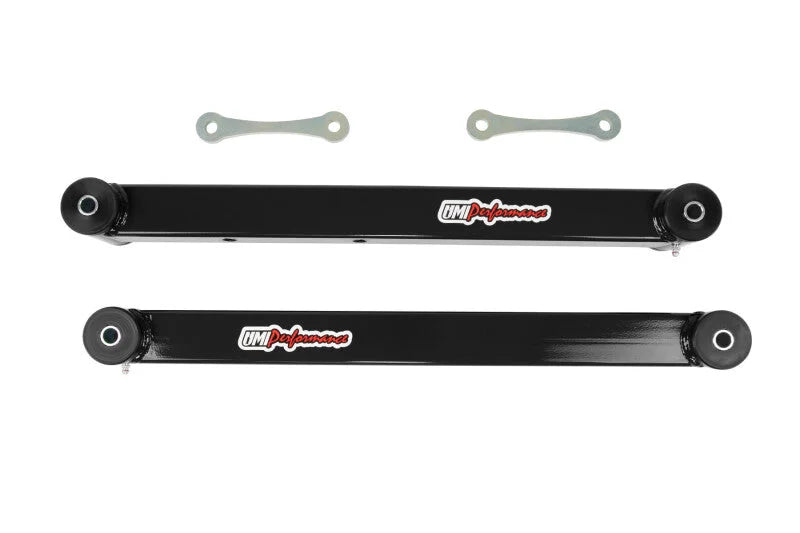 UMI 78-96 GM B-Body Boxed Extended Length Lower Control Arms w/Poly Bushings - Black - Main Product View
