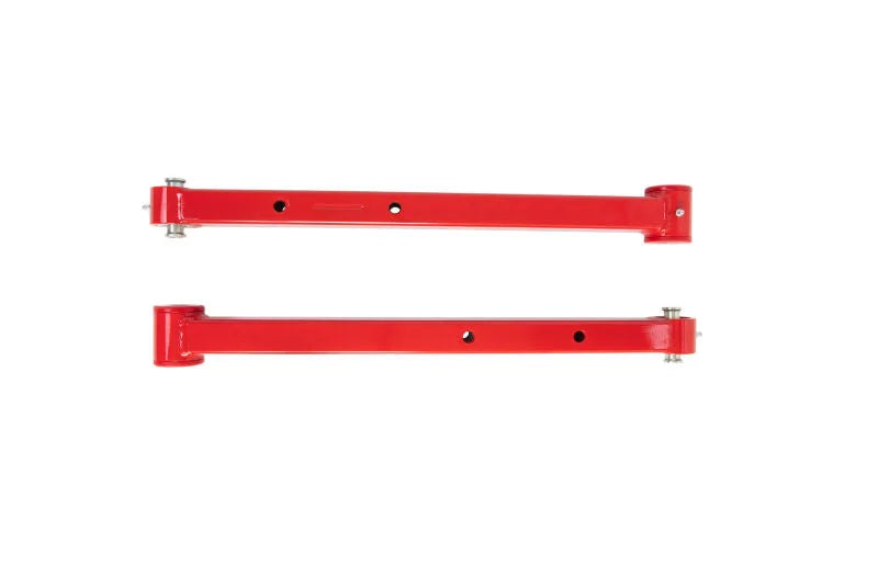 UMI 78-96 GM B-Body Boxed Extended Length Lower Control Arms w/Poly Bushings - Red - Back View