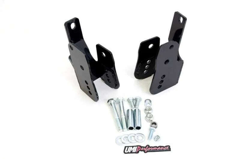 UMI Performance 05-14 Ford Mustang Rear Control Arm Relocation Brackets- Bolt In - Main Product View