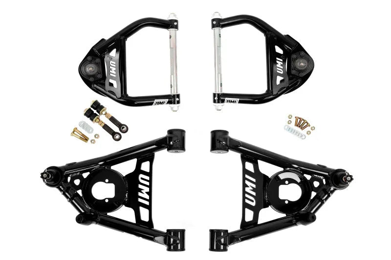 UMI Performance 64-72 GM A-Body Tubular Upper & Lower Front A-Arm Kit - Black - Main Product View