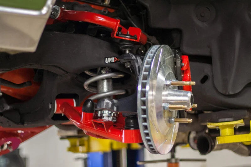 UMI Performance 78-88 GM G-Body C5/C6 Front Brake Conversion Hubs Bearings Bracket Kit - Side View