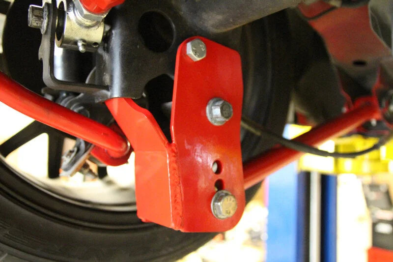 UMI Performance Rear Control Arm Relocation Brackets - Bolt In fits 2005-2014 Ford Mustang - Installation View
