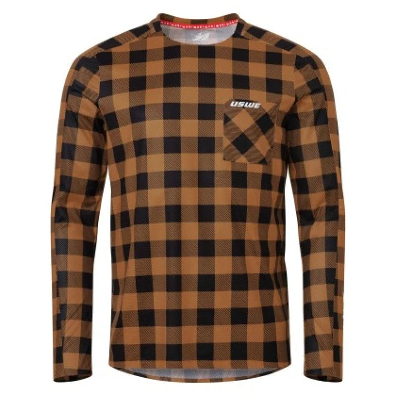 USWE Flannel Long Sleeve Lightweight Off-Road Jersey Bronze - XL - Back View