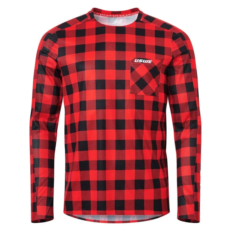 USWE Flannel Long Sleeve Lightweight Off-Road Jersey Flame Red - 2XL - Main Product View