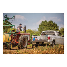 Load image into Gallery viewer, UWS 100-Gallon L-Shape Bright Aluminum Transfer Tank TT-100-L-T-P - Side View