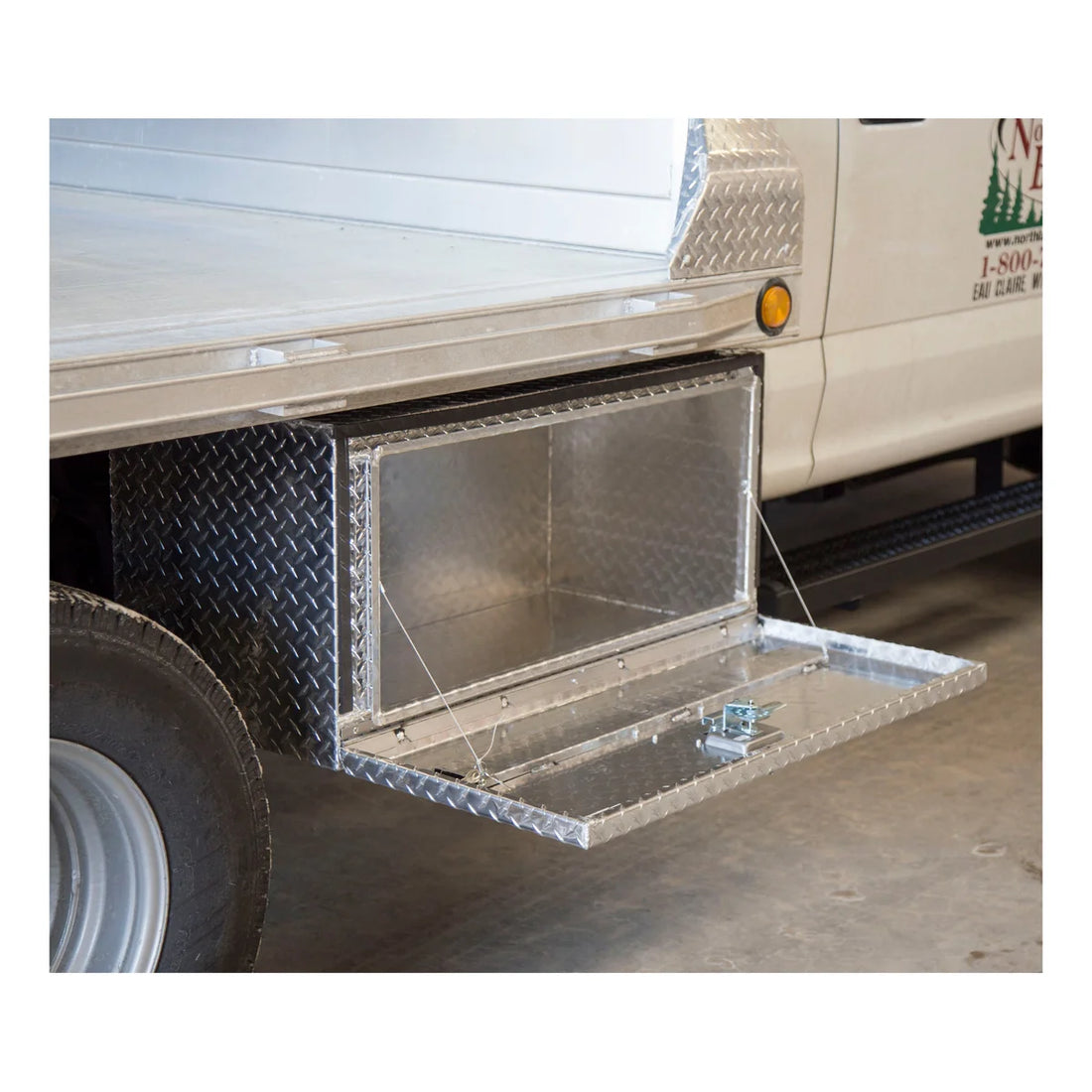 UWS Bright Aluminum 36" Single-Door Underbody Tool Box (LTL Shipping Only) TBUB-36 - Installation View