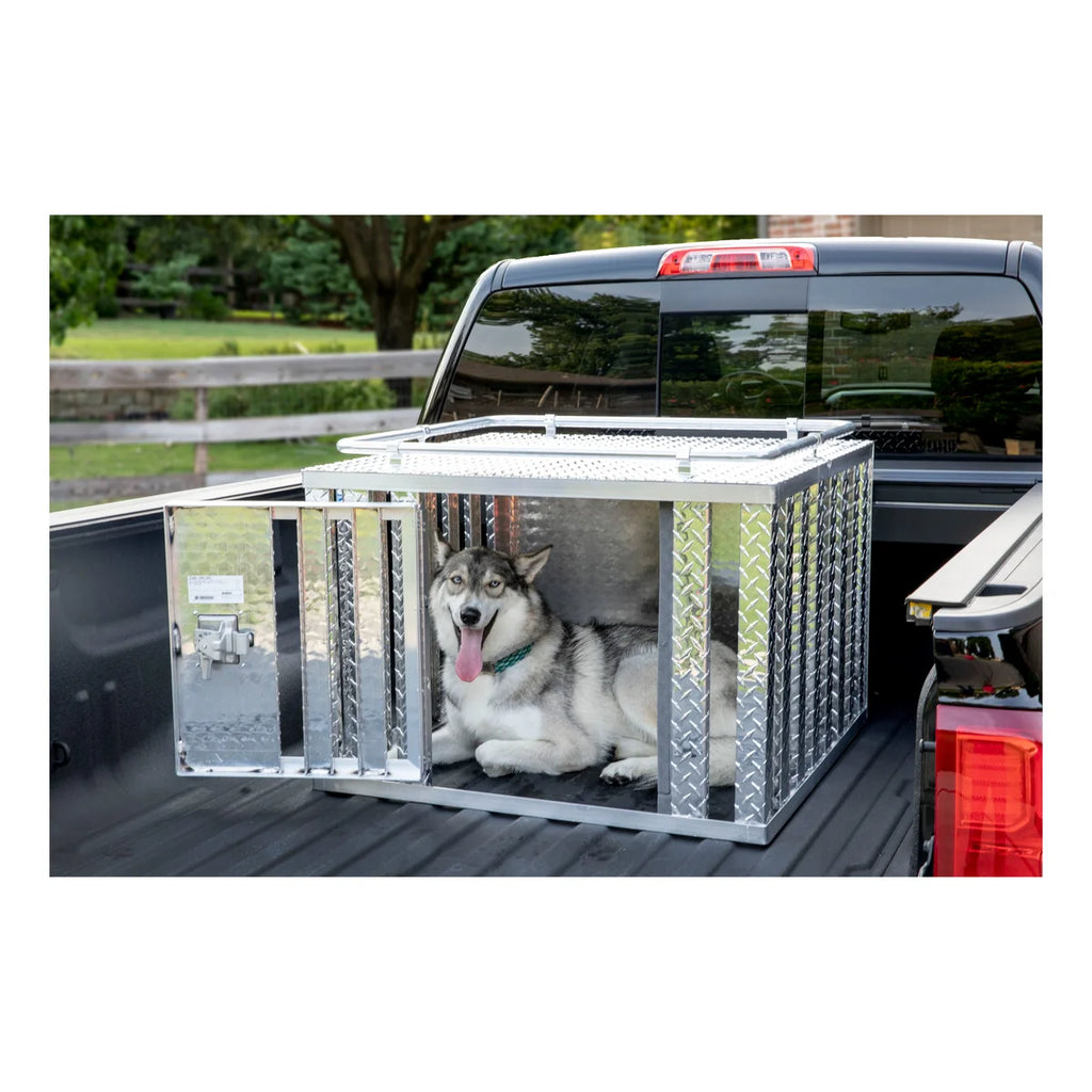UWS Bright Aluminum 36" x 36" Single-Door Dog Box DB-3636 - Installation View