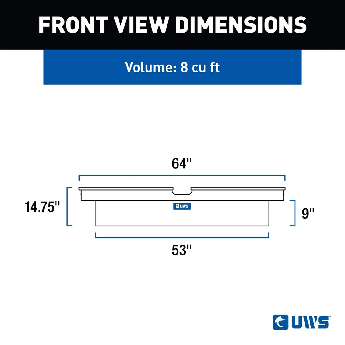 UWS Bright Aluminum 63" Gull Wing Crossover Truck Tool Box (LTL Shipping Only) TB-63 - Back View