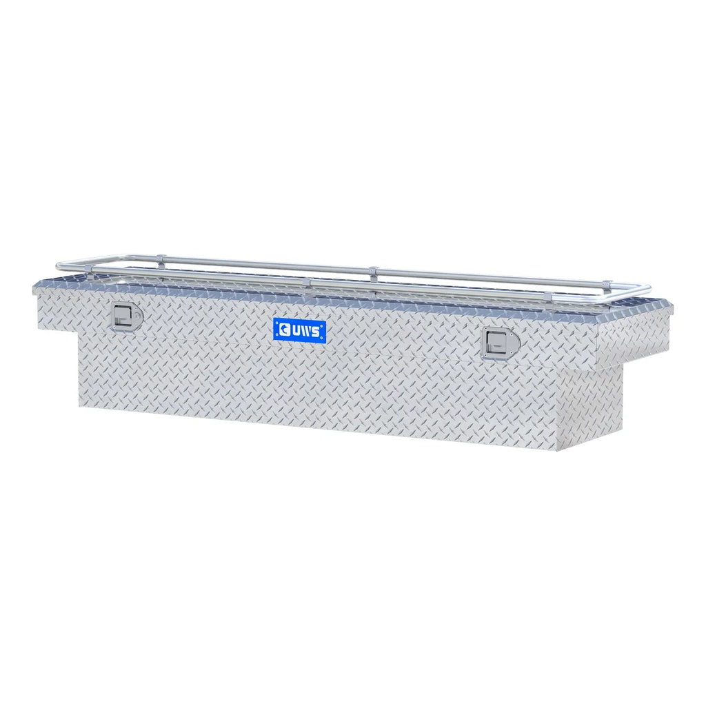 UWS Bright Aluminum 72" Crossover Truck Tool Box with Rail TBS-72-R - Back View