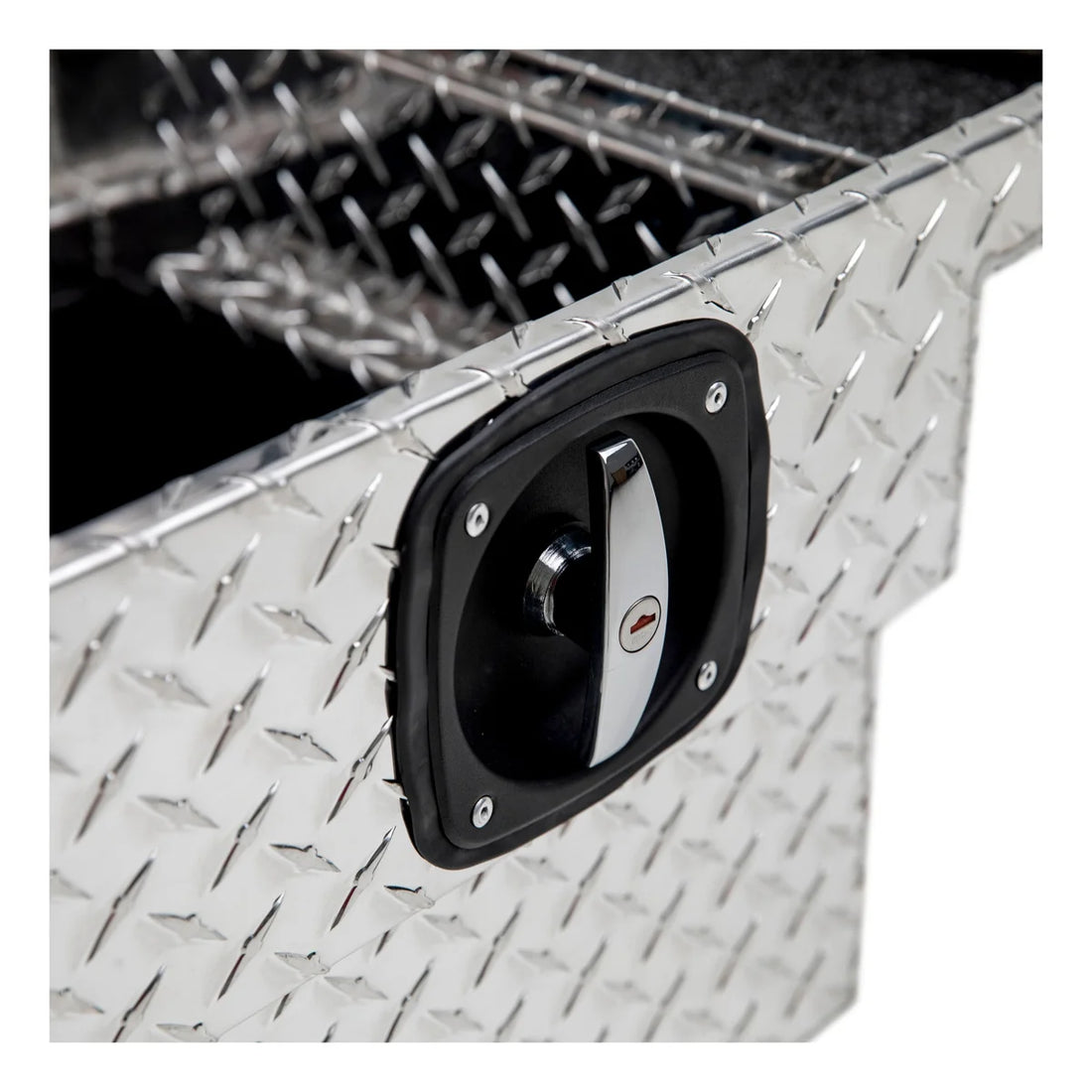 UWS Bright Aluminum 72" Secure Lock Crossover Truck Tool Box with Low Profile & Rail SL-72-LP-R - Installation View