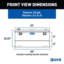 Load image into Gallery viewer, UWS Gloss Black 45-Gallon Combo Aluminum Transfer Tank TT-45-COMBO-BLK - Back View