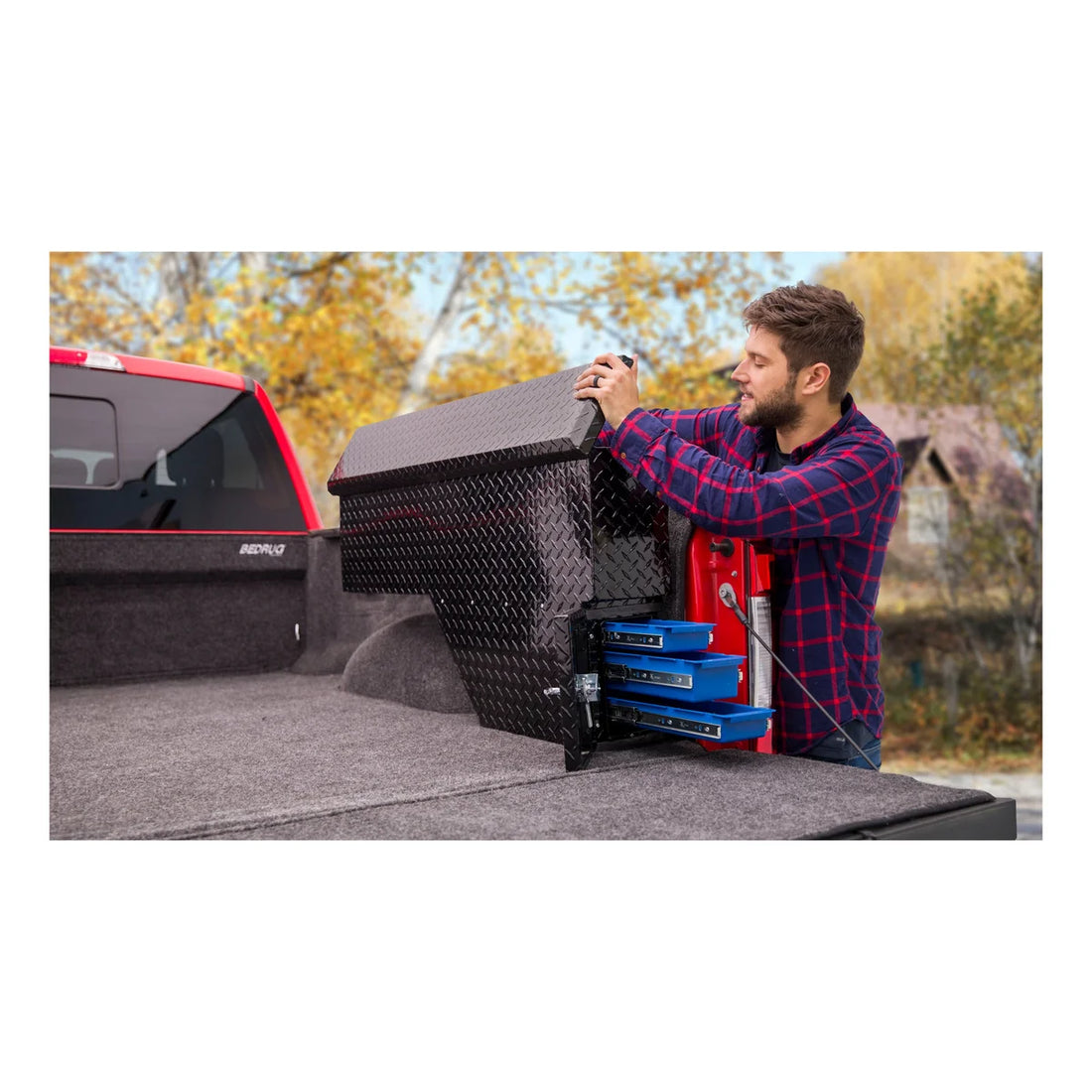 UWS Gloss Black Aluminum 48" Passenger Wheel Well Tool Box (LTL Shipping Only) FW-48-DS-P-BLK - Side View