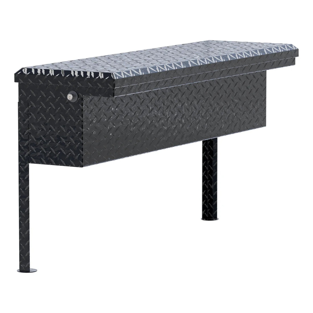 UWS Gloss Black Aluminum 48" Truck Side Tool Box, Low Profile (LTL Shipping Only) TBSM-48-LP-BLK - Back View