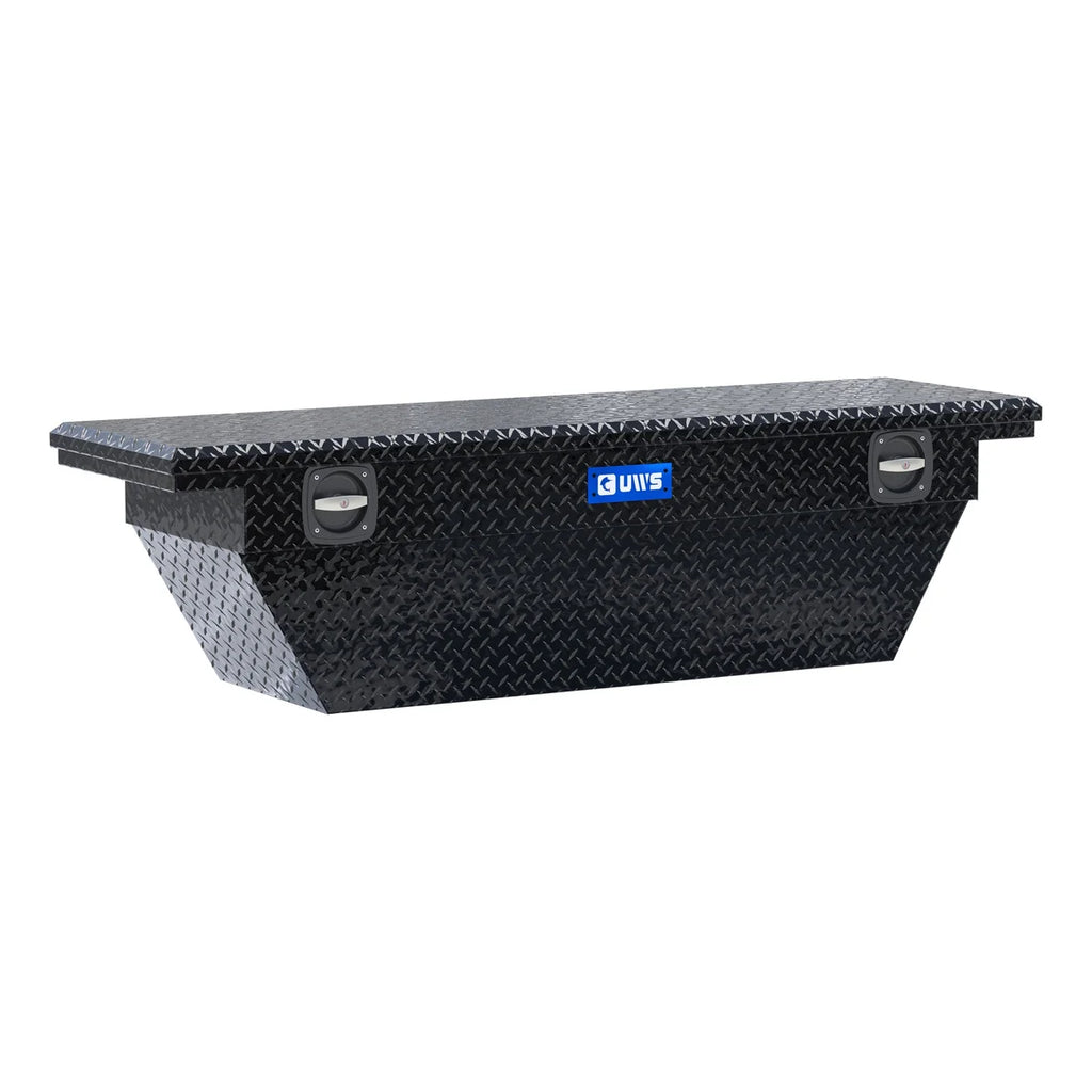 UWS Gloss Black Aluminum 69" Deep Angled Secure Lock Truck Tool Box with Low Profile SLD-69-A-LP-BLK - Main Product View