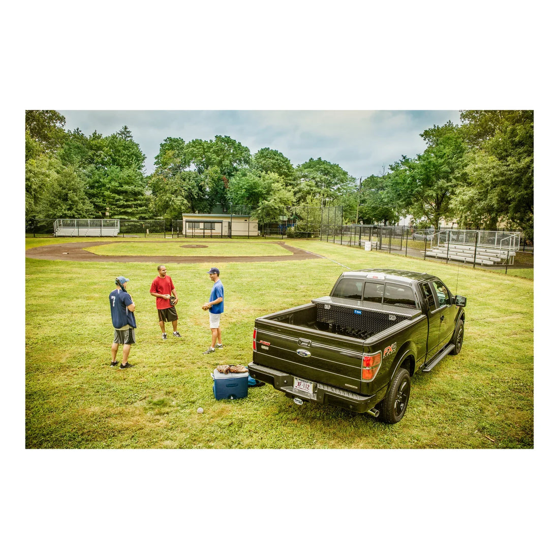 UWS Gloss Black Aluminum 72" Truck Tool Box with Low Profile (LTL Shipping Only) TBS-72-LP-BLK - Side View