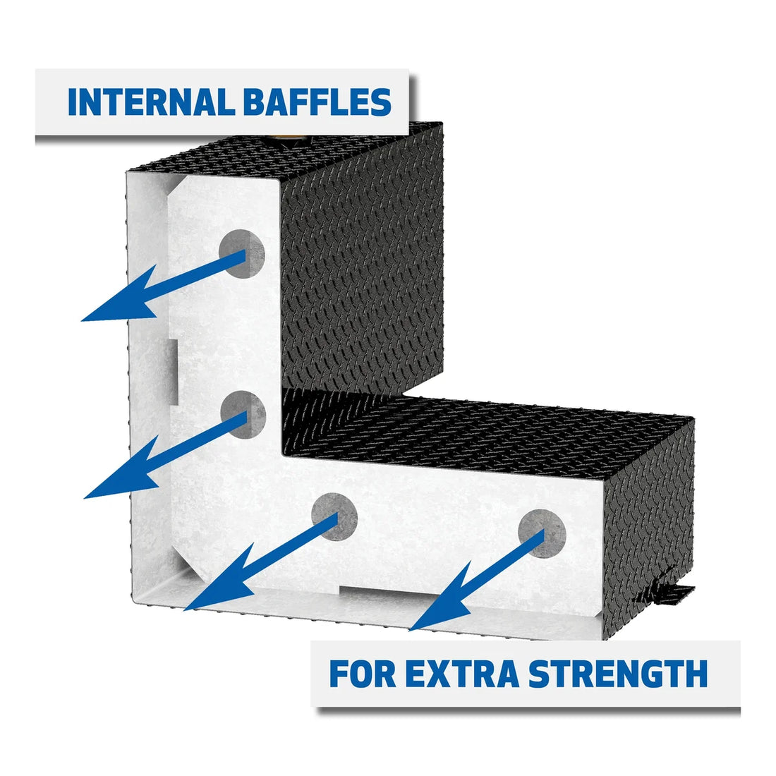 UWS Gloss Black Hammerhead-Style 100-Gallon Aluminum L-Shape Transfer Tank TT-100HH-B - Additional View 5