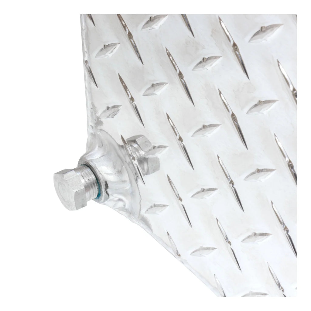 UWS Hammerhead-Style 100-Gallon Bright Aluminum L-Shape Transfer Tank TT-100HH - Back View
