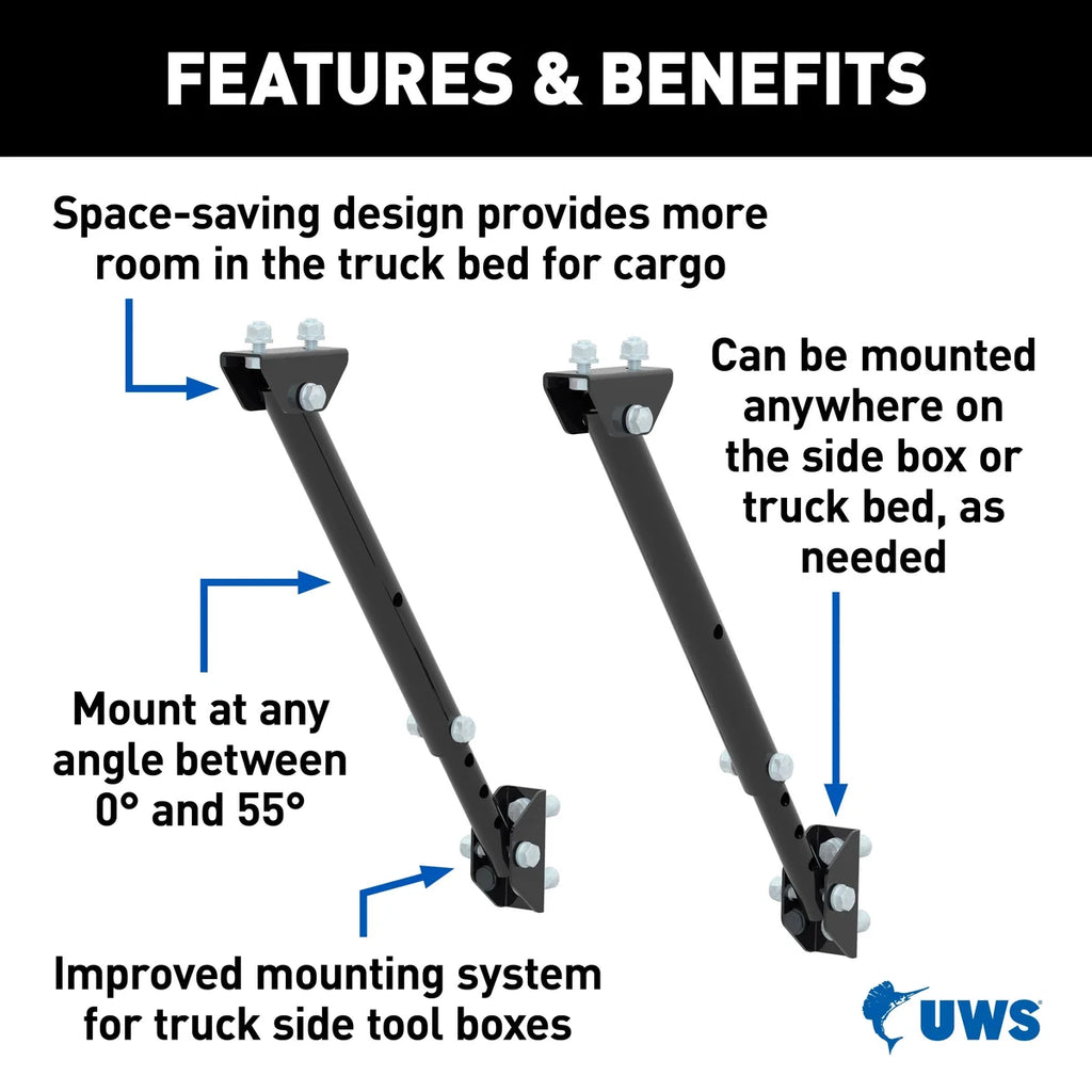 UWS UWS TBSM-MK2 Space-Saving Adjustable Universal Legs for Truck Side Boxes TBSM-MK2 - Installation View