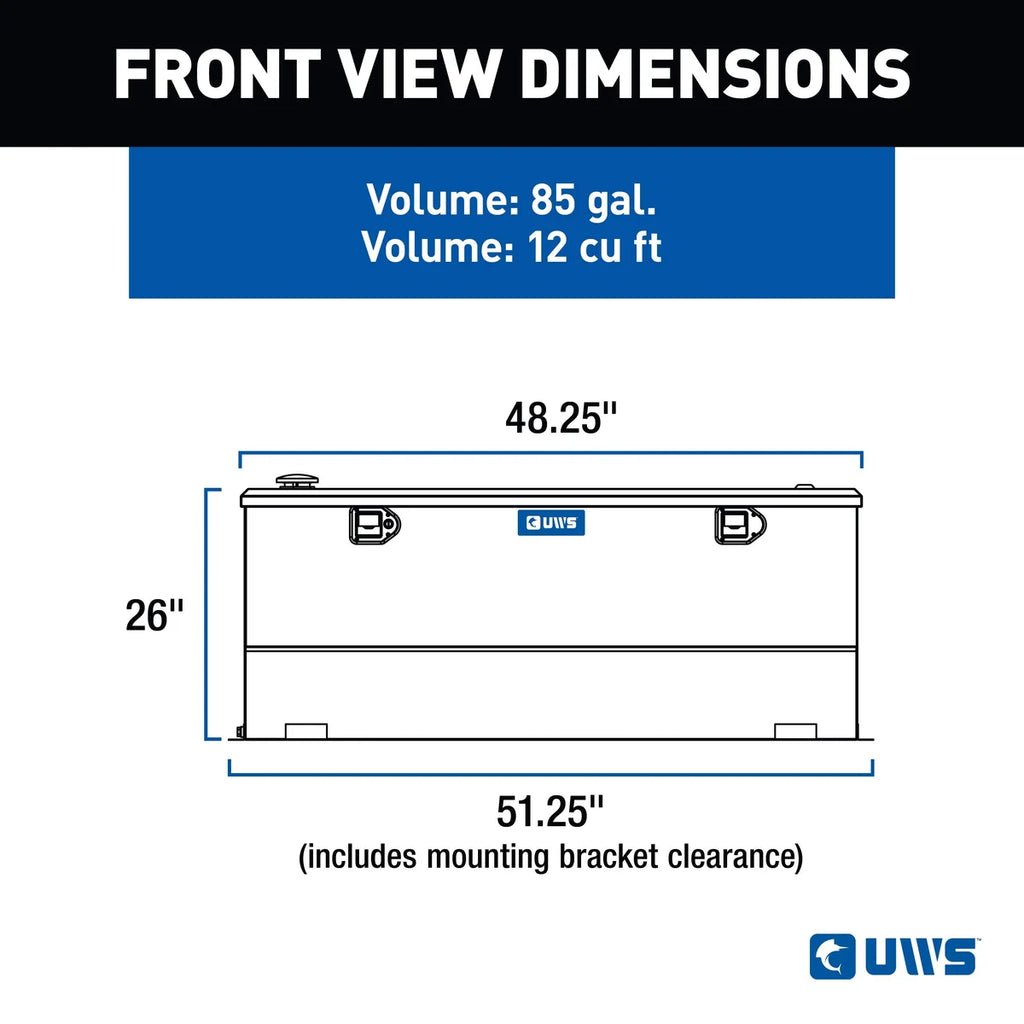 UWS White 85-Gallon Steel-Aluminum Combo Transfer Tank ST-85-COMBO-W - Back View