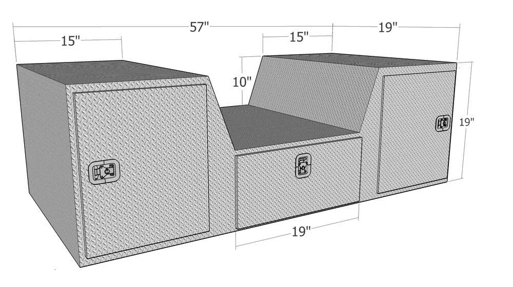 Unique Truck Accessories 57" "V" Shape Goose Neck / Fifth Wheel Tailgate Box, RB257D - Main Product View