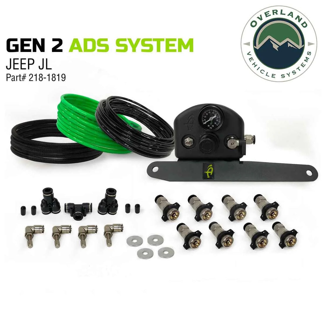 Up Down Air 4 Tire Tire Inflator System 2/4 Door W/Engine Mount With Box, Fittings, Hoses and Storage Bag Black 218-1819 f...