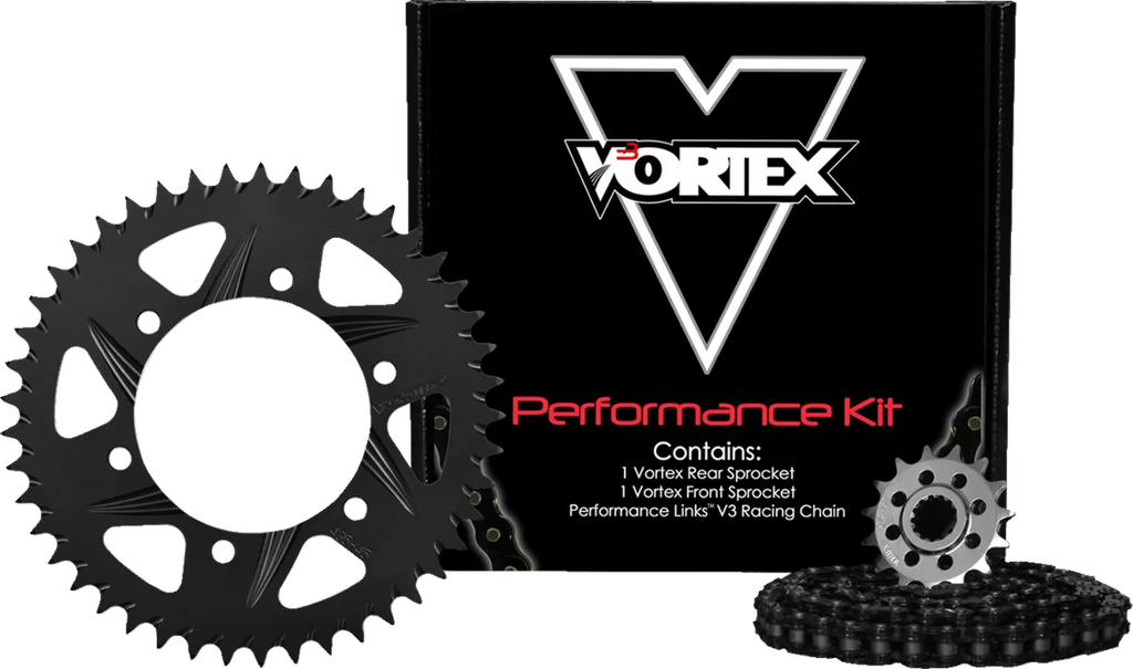 VORTEX Steel Chain Kit - Black - CK6362 fits 2006-2008 Yamaha Yzf-r1 - Side View