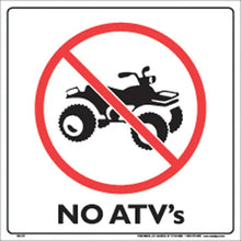 Load image into Gallery viewer, VOSS WHITE PLASTIC SIGN 12" - NO ATV'S 310 ATV WP