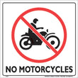 Load image into Gallery viewer, VOSS WHITE PLASTIC SIGN 12" - NO MOTORCYCLES 321 NMC WP