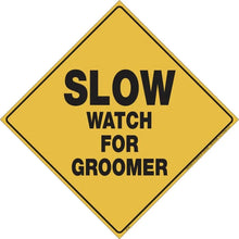 Load image into Gallery viewer, VOSS YELLOW PLASTIC REFL 12" YIELD TO GROOMER ANY PLACE ANY TIME 496 WG YR