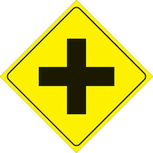 Load image into Gallery viewer, VOSS YELLOW PLASTIC REFLECTIVE SIGN 12" - 4-WAY INTERSECTION 470 X YR